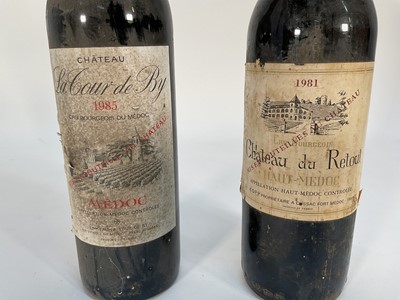 Lot 57 - Two bottles, one bottle Chateau Retout 1981, Cru Bourgeois, Haut-Medoc and one bottle Chateau La Tour de By 1985 Cru Bourgeois du Medoc, Bordeaux (2)