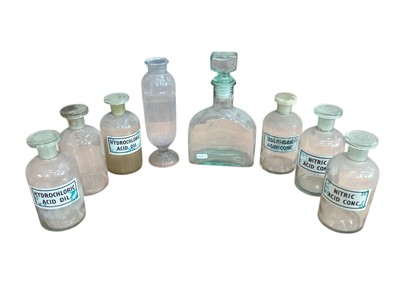 Lot 3075 - Collection of vintage medicine / apothecary glass bottles, most with labels, (11).