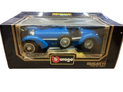Lot 2055 - Burago 1:24 scale Bugatti Type 59 (1954) & Ferrari Testaroosa (1984), plus four other 1:18 scale cars (6)