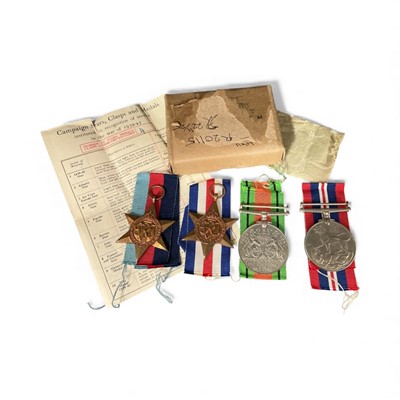 Lot 810 - Second World War medal group comprising 1939 - 1945 Star, France and Germany Star, Defence and War medals in box of issue.