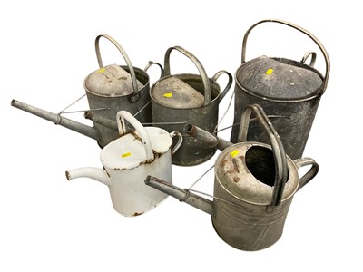 Lot 3038 - Five vintage watering cans
