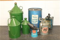 Lot 3844 - Three various green oil containers, Smiths...