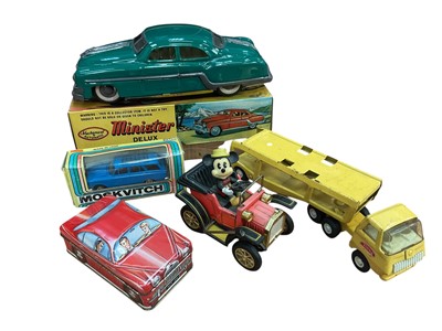 Lot 2060 - Amertoy Delhi tin plate Minster Delux friction car, in original box, plus others (1 box)