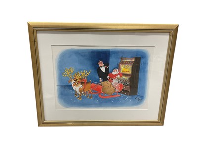 Lot 184 - Jak (1927-1997) original watercolour cartoon from The Connoisseur Club, signed, 35 x 49cm, glazed frame