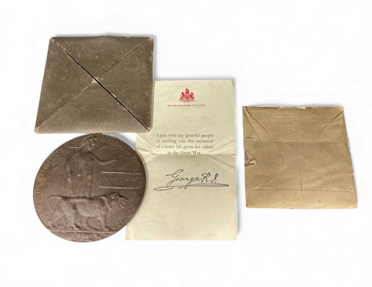 Lot 735 - First World War Memorial (Death) plaque