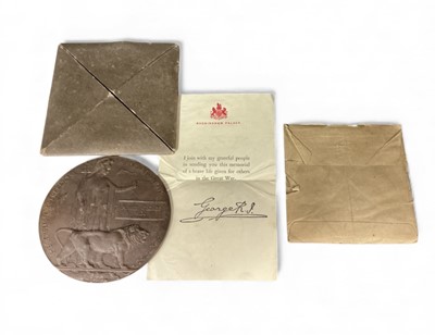 Lot 735 - First World War Memorial (Death) plaque named to Henry George Kidd, with cardboard packet, envelope and condolence slip.