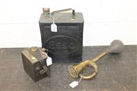 Lot 3848 - Vintage Cars brass horn, Esso petrol can and a...