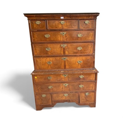 Lot 5375 - Early 18th century walnut feather banded chest on stand, A.F.