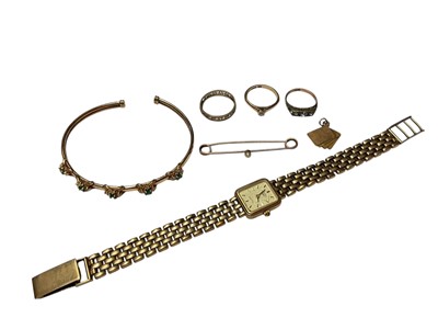 Lot 287 - Group of 9ct gold jewellery and a 9ct gold Rotary wristwatch on 9ct gold bracelet