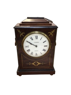 Lot 5041 - Regency mantel clock signed D. Bagshaw in a brass inlaid mahogany case