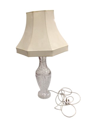 Lot 2320 - Good quality Waterford Crystal table lamp with shade, 60cm high including fitting