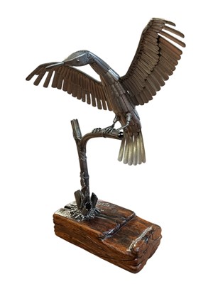 Lot 3045 - Contemporary welded steel and wood sculpture by Peter Martin - Bird