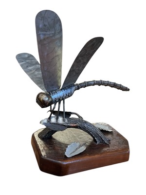 Lot 3047 - Contemporary steel and wood sculpture by Peter Martin - Dragonfly