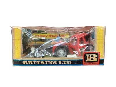 Lot 2069 - Britains Massey Ferguson diecast tractor, boxed (poor window) No.9529 and Motorcycle, boxed (poor) No.9654 (x4) (1 box)