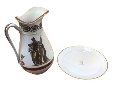 Lot 5045 - Antique wash jug marked flaxman to the base measuring approximately 34cm tall together with a Sèvres dish marked to the base