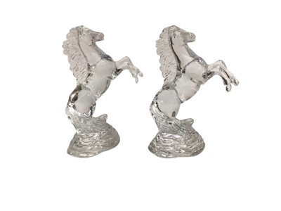 Lot 2322 - Two Waterford Crystal rearing horses, 24cm high
