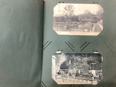 Lot 1173 - Vintage album of French postcards, Lourdes, Salonique, Caen street scenes etc. approx 160