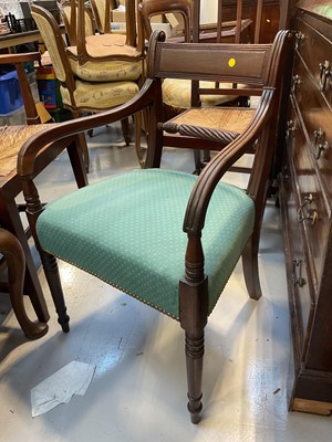 Lot 5315 - Three late Regency mahogany elbow chairs and pair Victorian dining chairs (4)