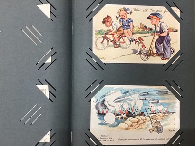 Lot 1178 - Two vintage postcard albums of comic/greetings postcards, approx 130