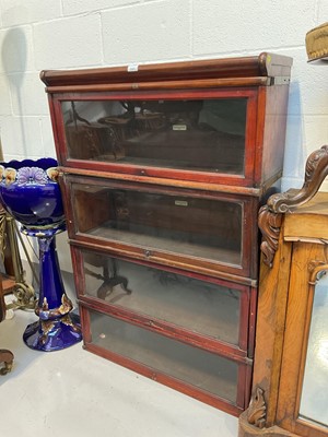 Lot 5321 - 1920s Globe Wernicker mahogany four tier bookcase with glazed doors 86.5cm wide, 129.5cm high, 31cm deep