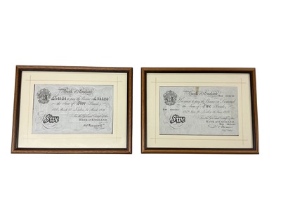 Lot 494 - G.B. - Glass framed white £5 notes