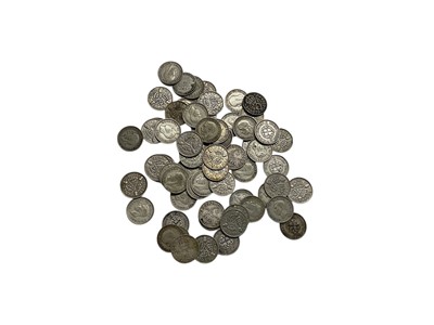 Lot 489 - World - Mixed coins to include G.B. silver Threepences x 149, George V Crown 1935 EF, Austria Marie Theresa Thalers (restrikes) x 2, Ireland Silver Ten Shilling Commemoratives 1966 x 4 UNC &...