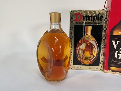 Lot 14 - Two bottles, Scotch Whisky VAT 69, in sealed card box, together with Dimple Haig, boxed