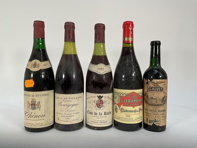 Lot 19 - Nine bottles of wine including: Chablis Grand Cru 1988, Musigny 1986, Clos de L'Oratoire des Papes 2008, Chateau de Riviere Chinon 1987, half bottle of Chateau Bourgneuf 1959 and others