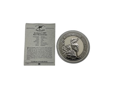 Lot 475 - Australia - Silver One Kilo Kookaburra coin 1997 (N.B. Cased with Certificate of Authenticity) (1 coin)