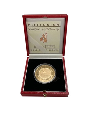 Lot 481 - G.B. - Royal Mint gold proof Crown Millenium Elizabeth II 2000 (N.B. Cased with Certificate of Authenticity) (1 coin)