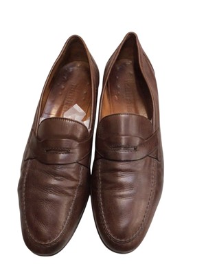 Lot 2563 - Pair of gentleman's Italian brown leather Madras loafers with leather soles