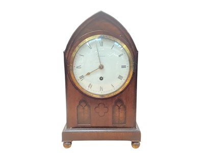 Lot 667 - Regency mahogany and inlaid gothic bracket clock by Barraud, London