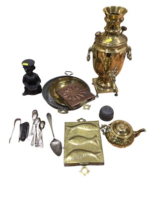 Lot 5113 - Group of metalware to include copper, brass, a 'Tough Nut' nutcracker and samovar.