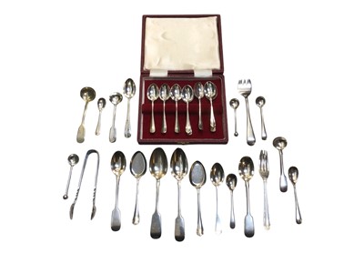 Lot 5081 - Silver coffee spoons together with other silver and silver plated items