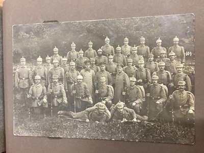 Lot 1182 - Postcards in small album German Military, memorial cards, carte de viste etc.