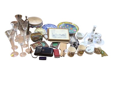 Lot 5083 - Group of sundry items to include Poole bowl, glassware, warming pan and others