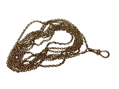 Lot 215 - Victorian 15ct gold long guard chain