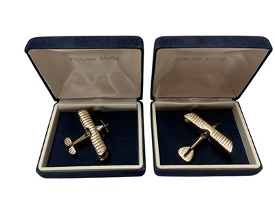 Lot 219 - Two contemporary silver models of bi-planes