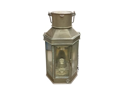 Lot 3001 - Early 20th century brass ship's companion way light / lantern by B. J. Pitt Ltd, Birmingham, dated 1918, 41.5cm in height.