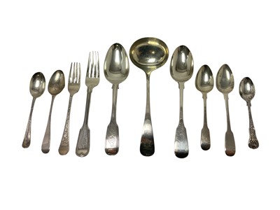 Lot 258 - Group of Georgian and later silver flatware.