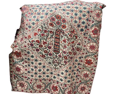 Lot 2578 - Three contemporary Uzbek Suzanis- one tree Bukhara, (tree of life), one Karshi Dost from Nurata and one possibly Turkmam from Khiva (on red ground).