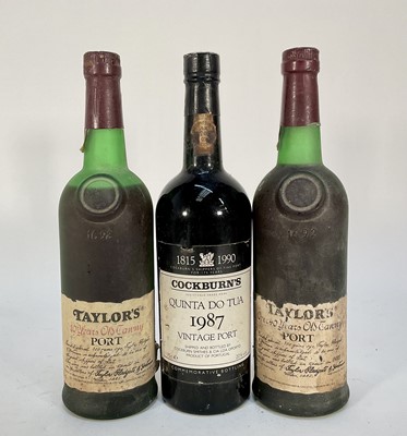 Lot 87 - Three bottles, Cockburn's Quinta do Tua 1987 and two bottles of Taylor's 10 year old tawney port
