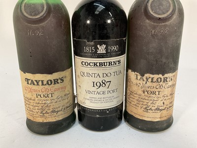 Lot 87 - Three bottles, Cockburn's Quinta do Tua 1987 and two bottles of Taylor's 10 year old tawney port