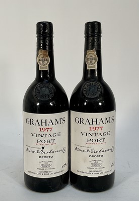 Lot 91 - Two bottles, Graham's 1977 Vintage Port, bottled 1979