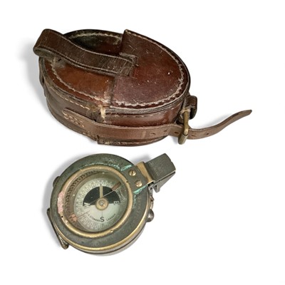 Lot 775 - Second World War Officers compass by J. H. Steward in brown leather case.