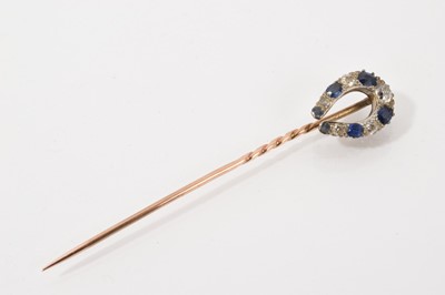 Lot 518 - Victorian sapphire and diamond horseshoe stick pin