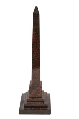 Lot 728 - Late 19th century serpentine Egyptian obelisk