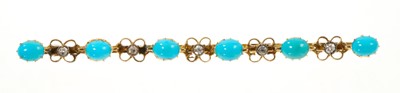 Lot 492 - Edwardian turquoise and diamond bar brooch