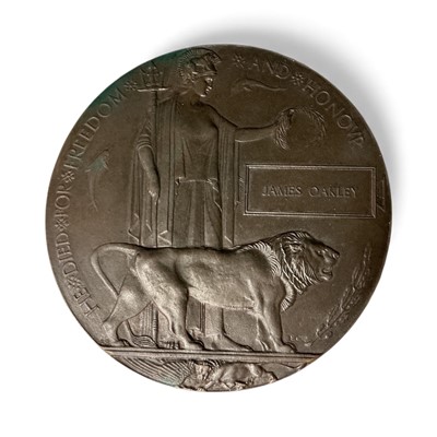 Lot 777 - First World War Memorial (Death) plaque named to James Oakley