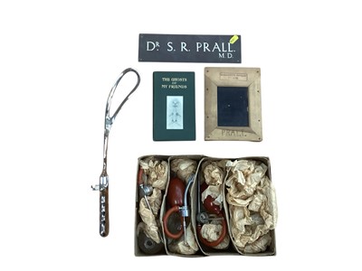 Lot 2995 - Collection of medical related equipment and other items from Dr. S. R. Prall M.D. to include a book- The Ghosts of My Friends, plaques and other items.